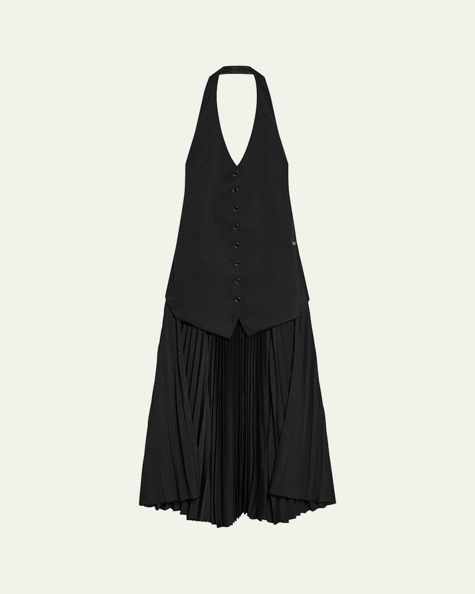 Pleated Halter Vest Dress